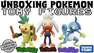 Unboxing Thwackey Raboot amp Drizzile Pokémon Tomy Figures [upl. by Nap861]