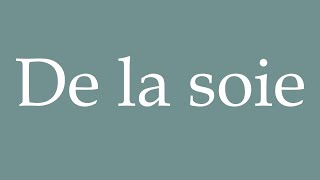 How to Pronounce De la soie Silk Correctly in French [upl. by Assylla]