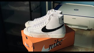 Nike Blazer Mid 77 Vintage quot White  Black quot  Quick Unboxing [upl. by Otreblaug]