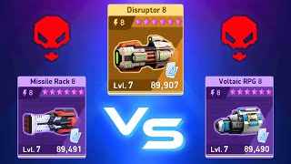 Disruptor vs Missile Rack vs Voltaic RPG  Shadow  Mech Arena [upl. by Nosrac]