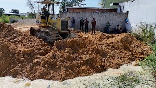 Day3 15 Deep Pond Fill Up Achieved Komatsu D31P Pouring Soil Drop In Water [upl. by Pich543]