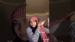 Kufiya tutorial 💗part 1 الكوفية hijabi hijabista hijabiz hijabers kuffiyeh [upl. by Robinette]