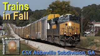 8a4k Trains in Fall on the CSX Abbeville Subdivision GA 1023262024 [upl. by Nylasor]