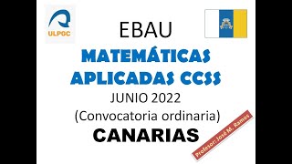 EBAU Matemáticas CCSS II junio 2022 Canarias [upl. by Jorge]