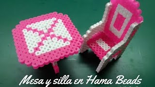 Mesa y silla en Hama Beads 3D  Perler Beads  Hama Beads table and chair tutorial [upl. by Sinnek810]