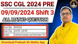 SSC CGL ANSWER KEY 2024  SSC CGL 2024 9 SEPTEMBER 2024 SHIFT 3 MATHS SOLUTION [upl. by Perlie]