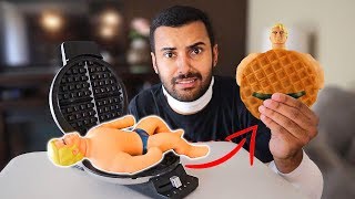 EXPERIMENT WAFFLE IRON VS STRETCH ARMSTRONG HE CAME OUT DISGUSTING 😖😂 [upl. by Destinee]