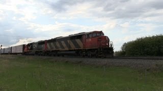 CN Train Spotting HD Smokin EMD  CN 5519 amp 5424 Leads CN 348 At Acheson AB 915 52013 [upl. by Yenterb]