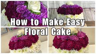 Easy Floral Flower Birthday Cake  Step by Step  DIY Flower Arrangement Tutorial [upl. by Anhej388]