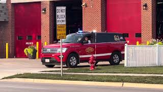 Des Plaines fire department tower 61 and battalion 61 responding to a fire alarm ￼￼ [upl. by Dobson]