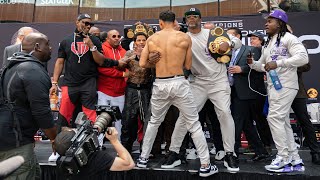 Davis vs Romero Weigh In  Intense faceoff leads to Romero flying off stage [upl. by Raines850]