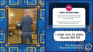 Eric Wohlwend’s Proponent Testimony The Truth About Ohio’s Water Bill Crisis HB 93 [upl. by Ellehsal]