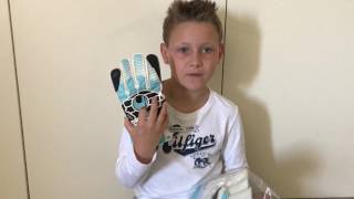 Goalkeeper Glove Review Uhlsport Eliminator Soft RF  Best Kids Football Goalie Gloves [upl. by Alitta]