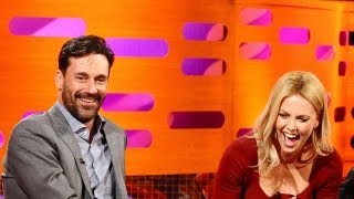 CHARLIZE THERON amp JON HAMM Meet my Don Draper Barbie The Graham Norton Show [upl. by Aihsetan]