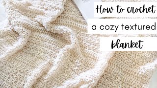 Modern Textured Crochet Blanket  How to Crochet an Easy Blanket Using Only 2 Stitches [upl. by Pliam903]