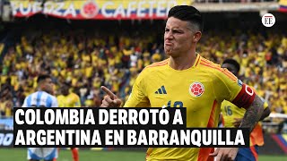 Colombia le ganó 21 a Argentina en Barranquilla con goles de James y Mosquera  El Espectador [upl. by Salocin]