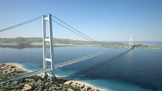 Ingegneria civile Il ponte sospeso più lungo del mondo Il ponte sullo stretto di Messina Italia [upl. by Carlye770]