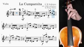 La Cumparsita Violin and Piano Accompaniment Practice Video 2 speeds Play Along [upl. by Fesoj566]