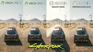 Cyberpunk 2077  Xbox One S vs One X vs Series X  Graphics and Performance Comparison Patch 104 [upl. by Latnahs]