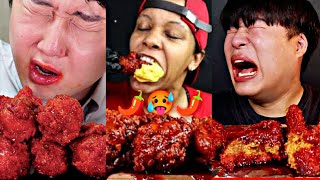 Mukbangers Destroying Their Stomachs With EXTREME SPICY CHICKEN🌶️🍗🥵🔥 [upl. by Yelrahc920]