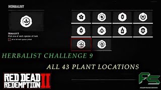 Red Dead Redemption 2  All 43 Plant Locations  Herbalist Challenge 9 [upl. by Aniarrol]