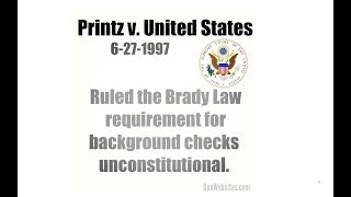 Printz v United States 1997 US Supreme Court ruled Brady Law unconstitutional [upl. by Meid984]