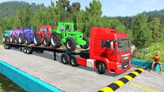 Double fladbet vs Man  Tractor vc Cars  Speedbupms vs Water  Train vs Ball BeamNGDrive 05 [upl. by Eellac285]