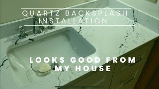 How to install a quartz backsplash bathroom vanity [upl. by Erdnaid]