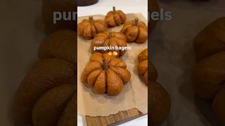 the cutest pumpkin bagels 🎃🥯 pumpkin bagel recipe baking [upl. by Ambros400]