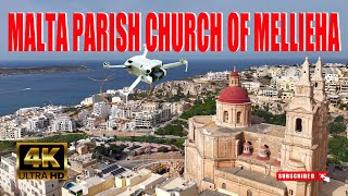 The Malta Parish Church of Mellieha stunning footage with DJI mini 4 Pro and narrated history 2024 [upl. by Leiad]