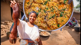 African village life cooking Village food Egusi Soup With Fufu For Lunch  Cook Like A Pro [upl. by Leumek]