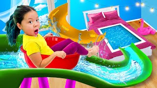 I Built a Secret Waterpark in My House Kid Open At Home Pool by Crafty Hacks [upl. by Elcarim]