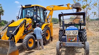 Jcb 3dx Backhoe Machine Loading Mud In Mahindra YUVO and Swaraj Tractors  Jcb and Tractor Video [upl. by Aronoff647]