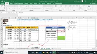 Varianza y Desviación estándar para datos agrupados en Excel [upl. by Ayna693]