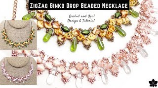 Zig Zag Ginko Drop Beaded Necklace Tutorial [upl. by Iglesias]