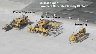 Concrete Pavement by Slipform Muscat Airport [upl. by Konopka220]