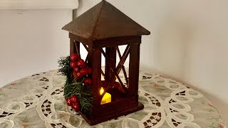 Farolito navideño Hecho con abatelenguas y cartón Navidad 2021 Diy Artesanato Adornos navideños [upl. by Iuqcaj]