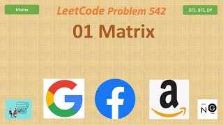 01 Matrix  Leetcode 542  DFS BFS DP  Google Uber Amazon [upl. by Ranie]