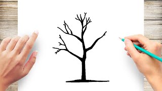 How To Draw Tree Silhouette Step by Step TreeDrawing [upl. by Faith]