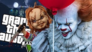 The IT quotPennywisequot Clown VS Childs Play quotChuckyquot MOD GTA 5 PC Mods Gameplay [upl. by Iene879]