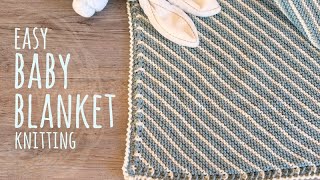 Easy Knitting Baby Blanket for Beginners  Lanas y Ovillos in English [upl. by Eceela]