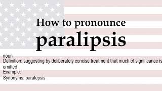 How to pronounce paralipsis  meaning [upl. by Gereron]