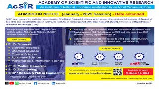 AcSIR PhD Admission 2025  Last Date Again Extended  Apply Now [upl. by Kcirdor]