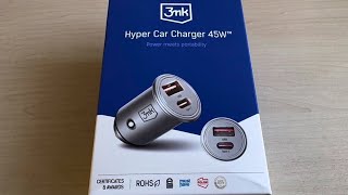 Ładowarka samochodowa 3mk Hyper Car Charger 45W z dwoma portami USB Unboxing i prezentacja [upl. by Salita116]