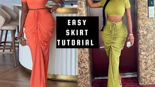 Long Pencil Skirt Cutting and Stitching How to Sew this Stylish Ruched Skirt with tank top [upl. by Aleihs]