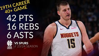 Nikola Jokic 42 pts 16 rebs 6 asts vs Spurs 2324 season [upl. by Onid]