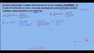 límites 04 radiales o direccionales funciones de varias variables ejercicio resuelto [upl. by Arly]