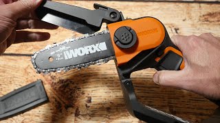 WORX 20V Cordless 12cm One Handed Chainsaw My Take [upl. by Akeimahs]