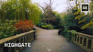 HIGHGATE London Walk 🇬🇧 Highgate Village amp Waterlow Park  Binaural Relaxing City Sounds in 4K [upl. by Keri366]