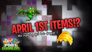 APRIL 1ST NEW ITEMS  april fools dungeon  Pixel Worlds [upl. by Yttig27]